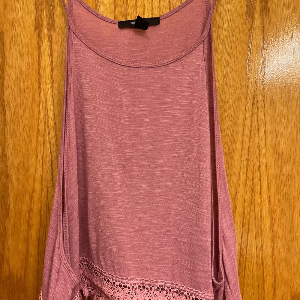 Forever21 Purple Pink Open Side Muscle Style with Lace Bottom Tank Crop Top